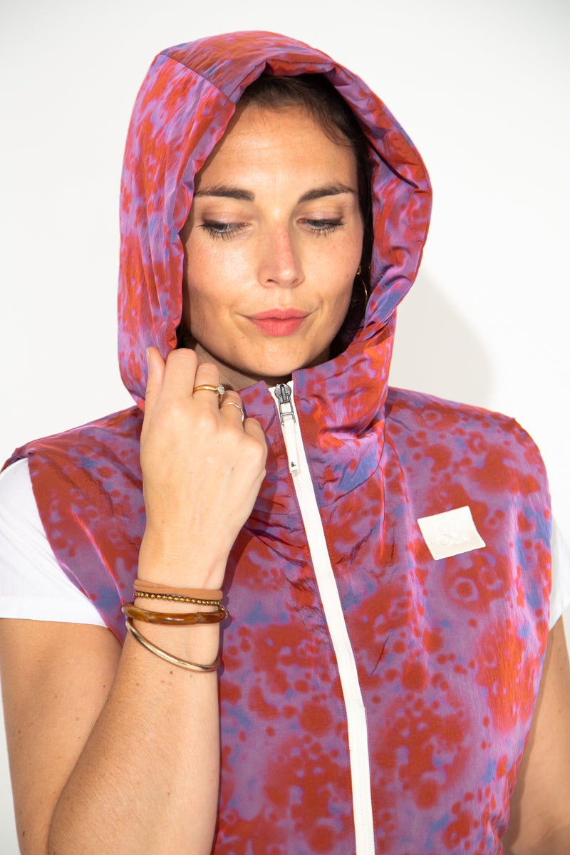 CAILLE - CAILLE - Capuche ouatinée zippée imprimé VIOLET/ROUGE - Trench & Coat