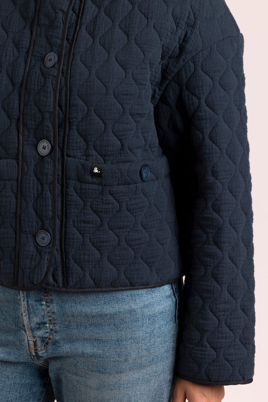 AVOCATIER - Veste oversize matelassée Marine / Navy - Trench & Coat