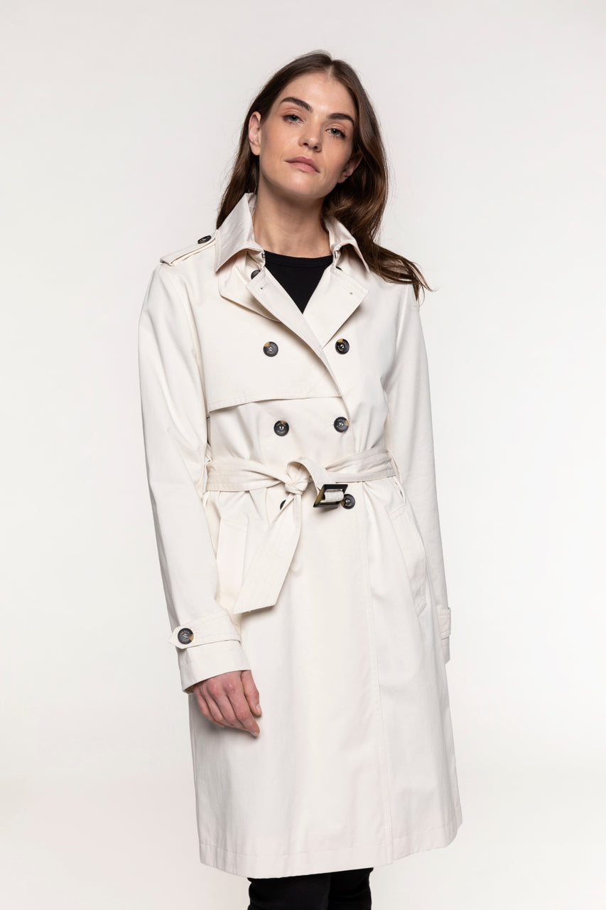 Trench authentique d'été en coton premium crème femme Trench