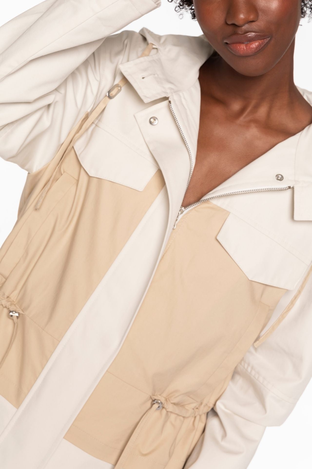 Parka AMIRAT-Parka crème oversize bicolore