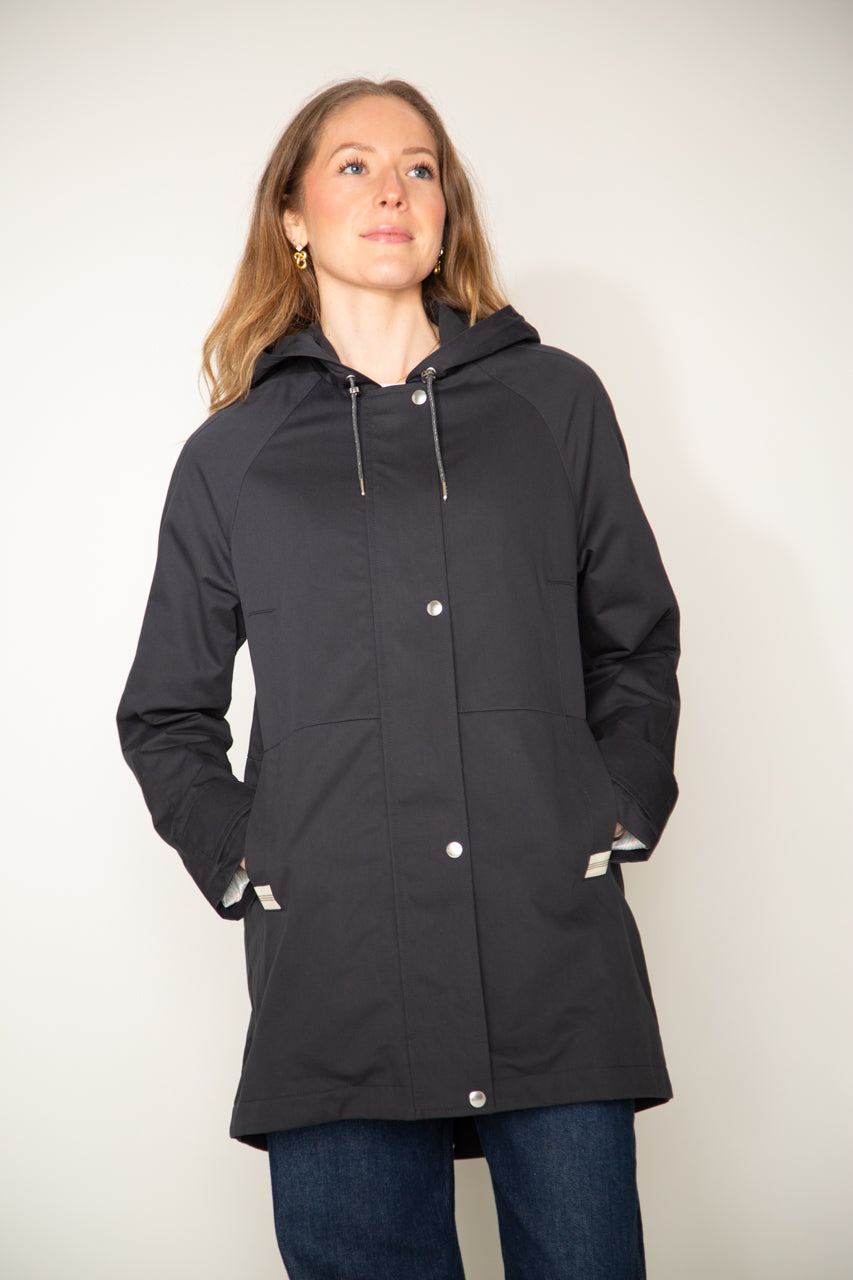 LOCRONAN Parka-Hooded parka in pure navy blue cotton