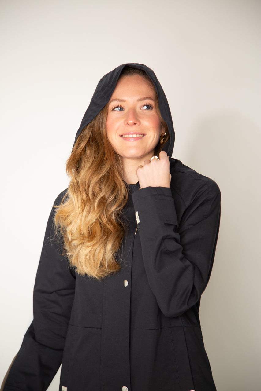 LOCRONAN Parka-Hooded parka in pure navy blue cotton