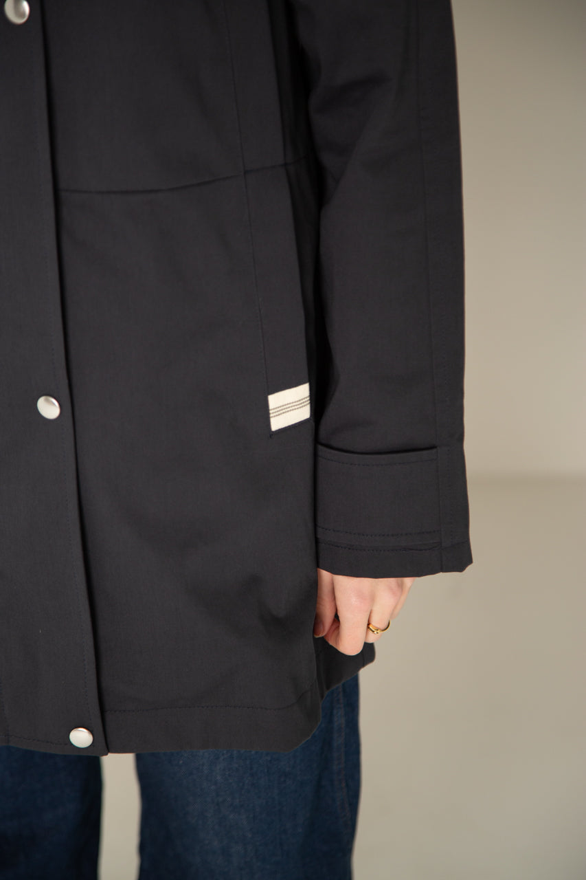 LOCRONAN Parka-Hooded parka in pure navy blue cotton