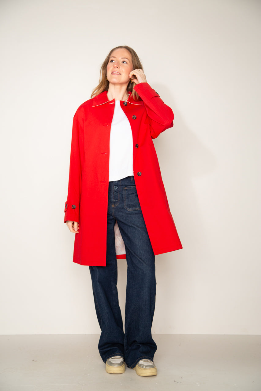 Sleek DAX-Redding coat in pure premium cotton red