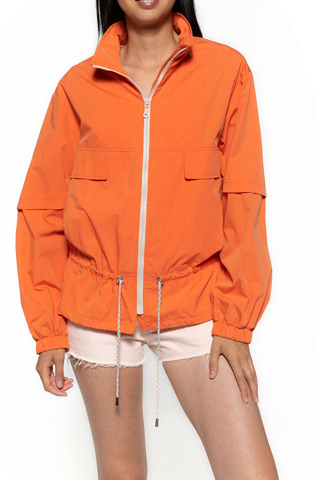 Short oversize orange CHALIEU parka-Short oversized orange cotton parka