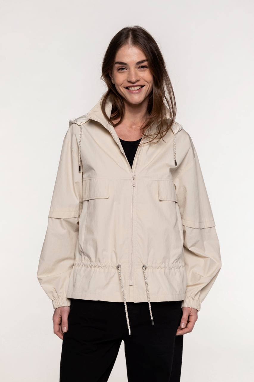 Short oversized CHALIEU parka in beige-Short oversized parka in beige cotton