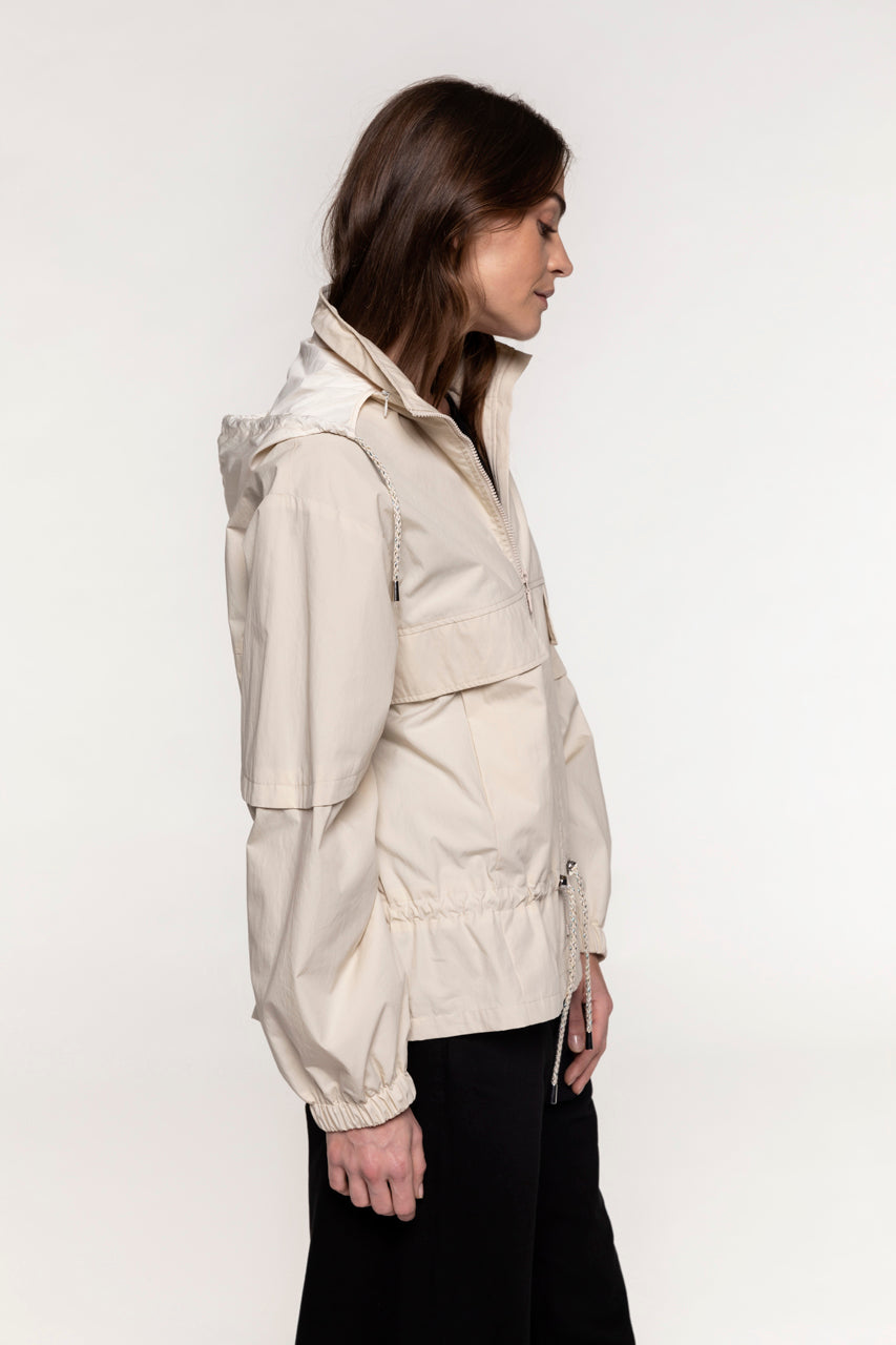 Short oversized CHALIEU parka in beige-Short oversized parka in beige cotton