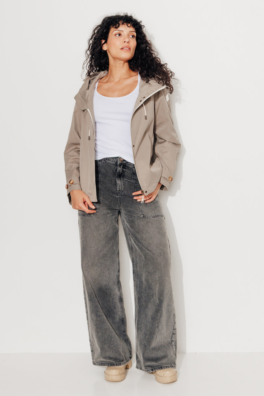 TANZAC - Parka courte déperlante KAKI - Trench & Coat