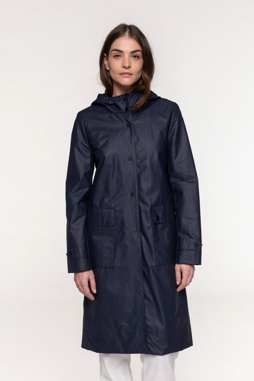 PALUEL long navy blue parka-Long navy blue hooded parka