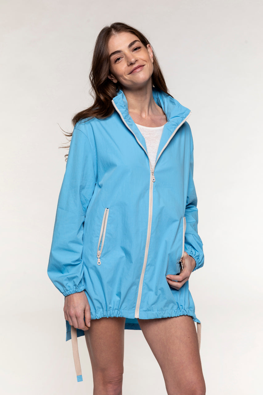 Impermeable MORLAIX avec capuche bleu Impermeable avec capuche dans le col bleu
