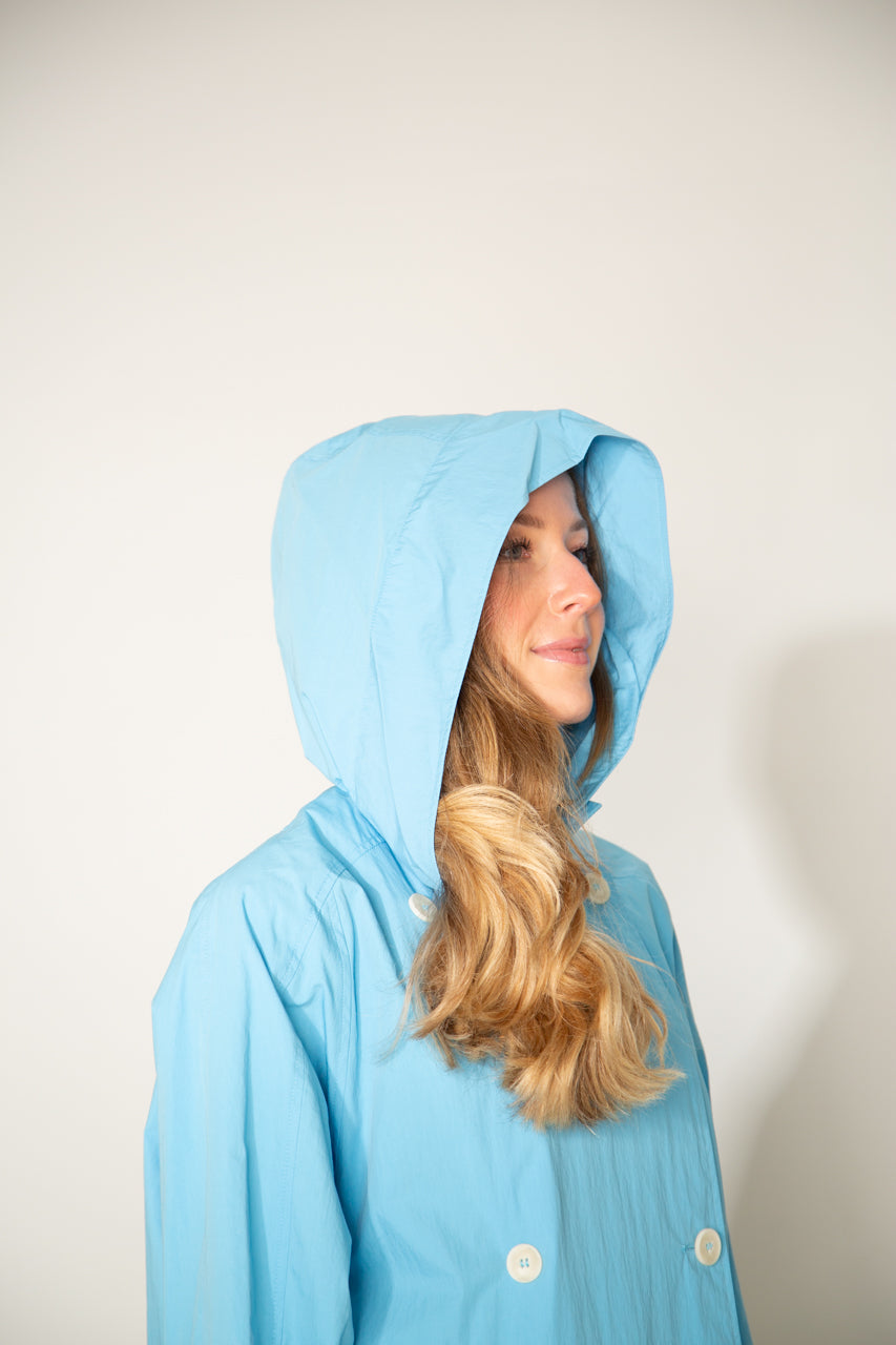 Berhet- Parka à capuche en coton bleu