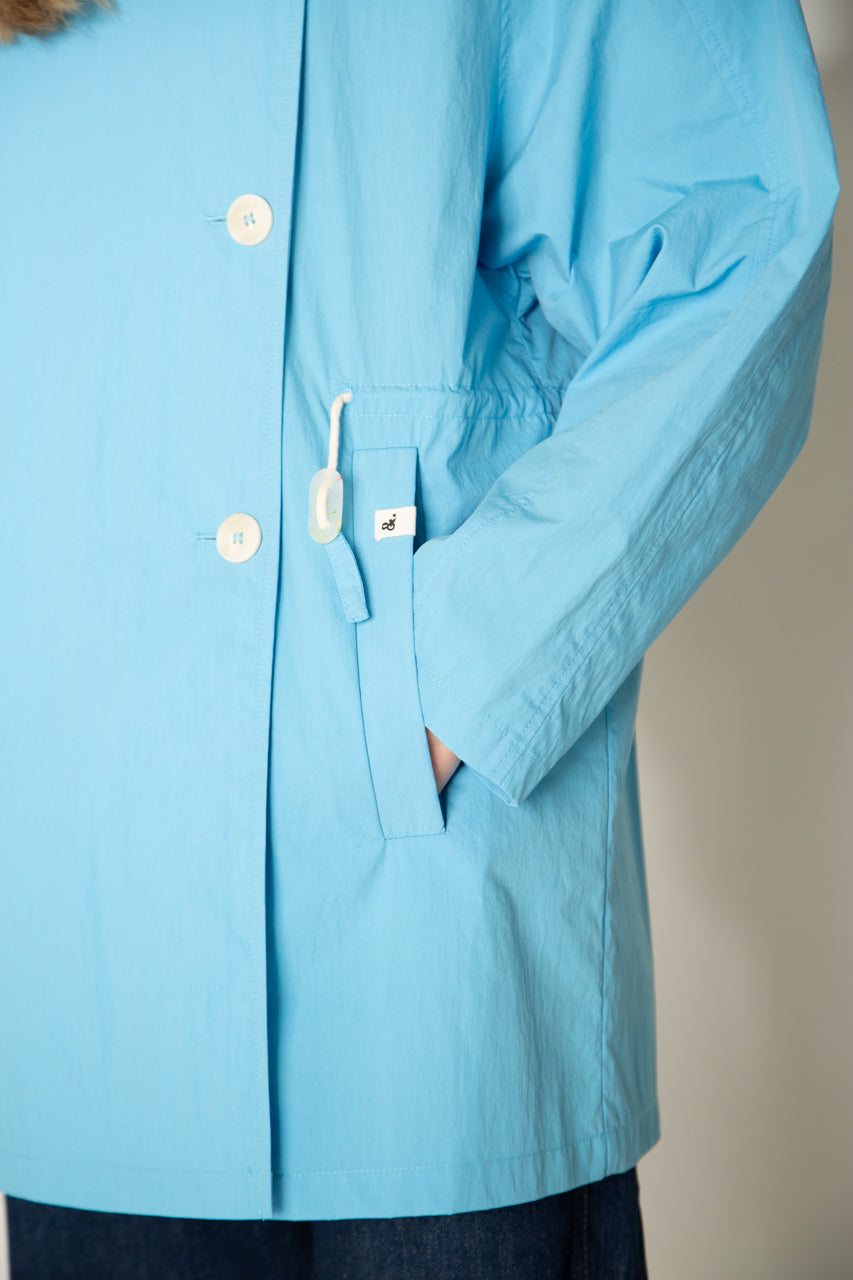 Berhet- Parka à capuche en coton bleu