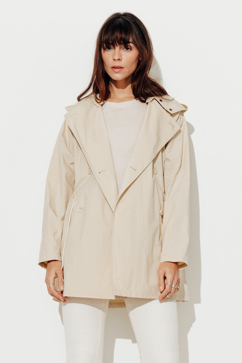 BERHET - Parka capuche en coton biologique déperlant BEIGE - Trench & Coat