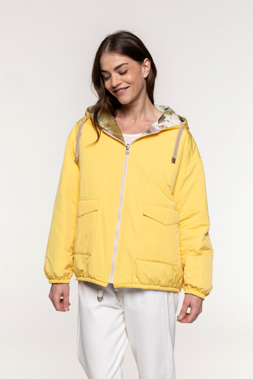 REVENS yellow reversible parka-Yellow reversible short parka