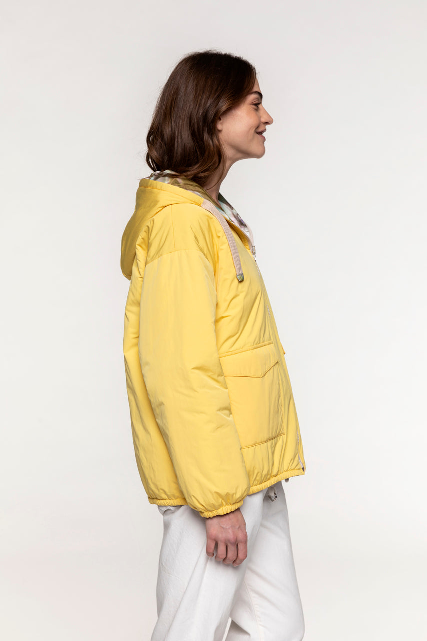 REVENS yellow reversible parka-Yellow reversible short parka
