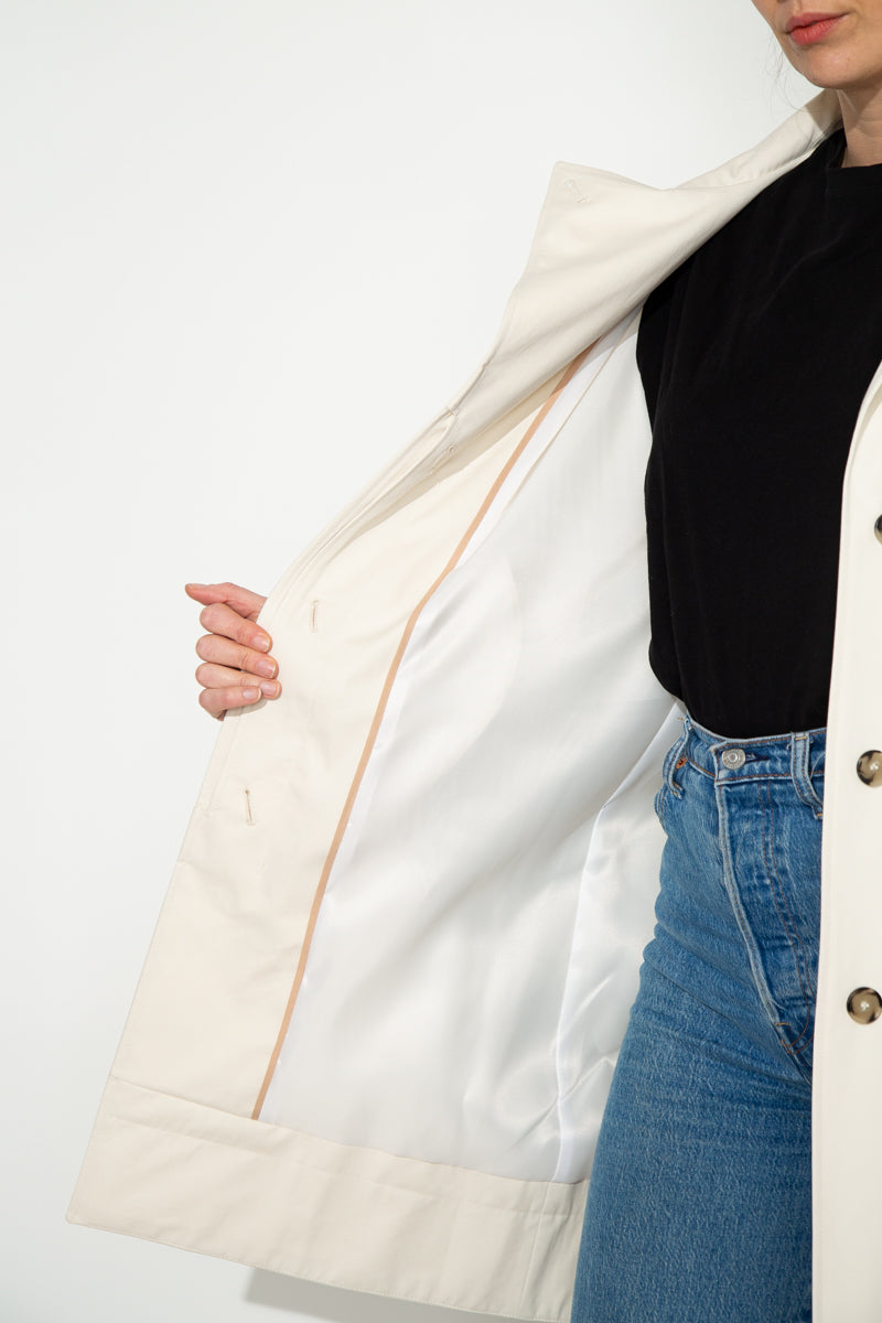 SAUZET - Trench oversize 100% coton déperlant CREME - Trench & Coat