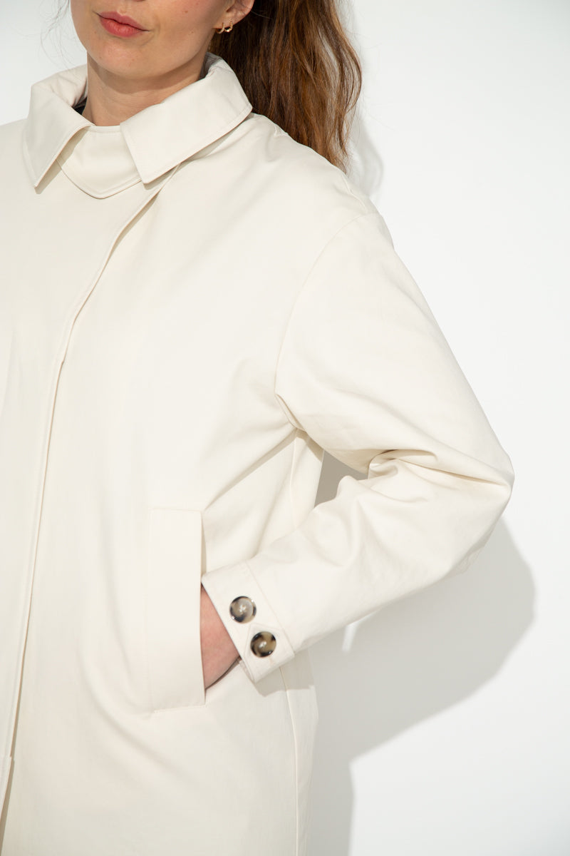 SAUZET - Trench oversize 100% coton déperlant CREME - Trench & Coat