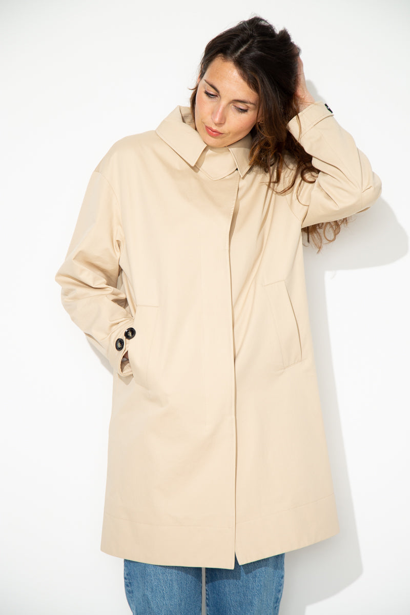 SAUZET - SAUZET - Trench oversize 100% coton déperlant BEIGE - Trench & Coat