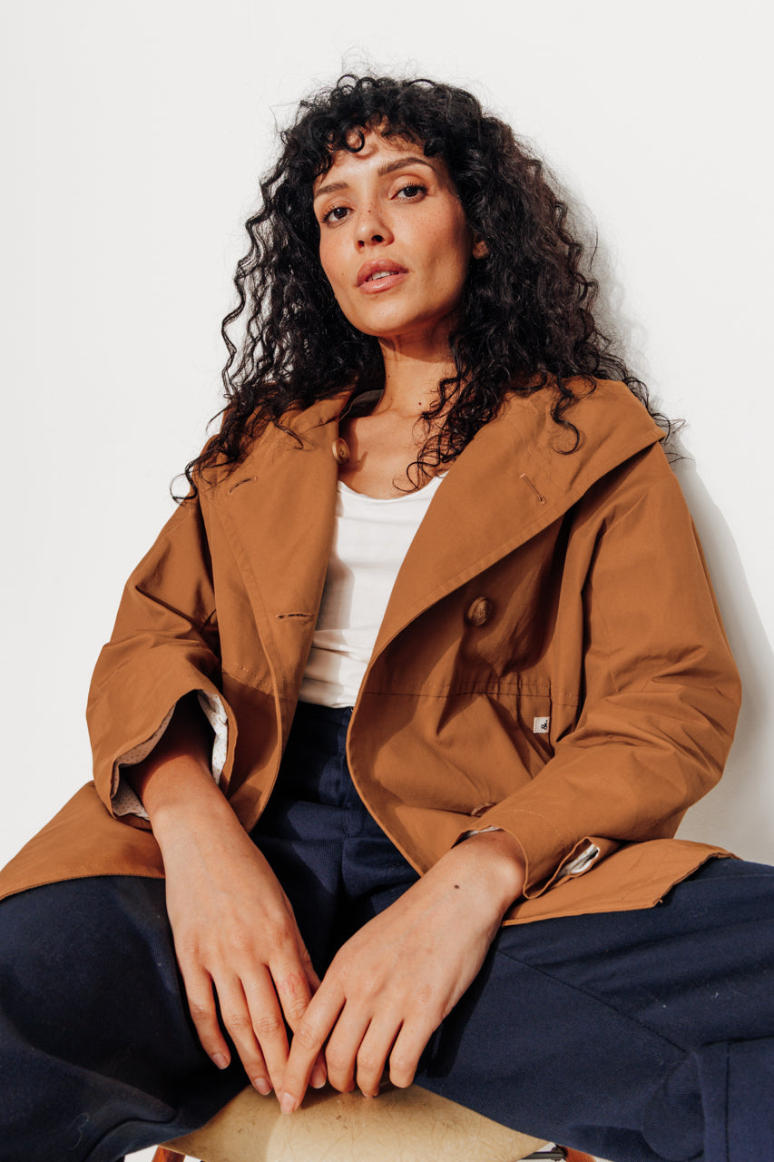 GRENADIER - Parka courte oversize, déperlante CARAMEL - Trench & Coat