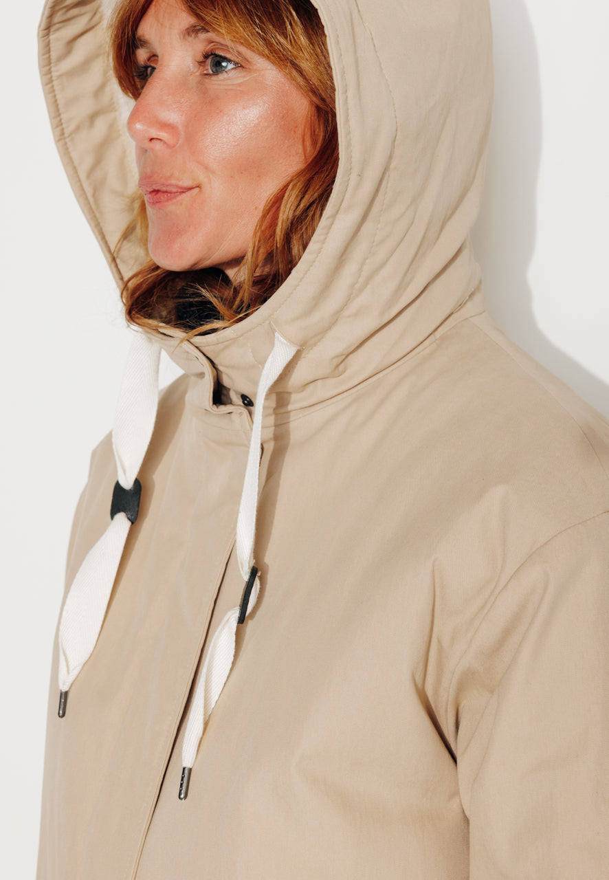 FICUS - FICUS - Parka mi-longue oversize doublée fourrure beige BEIGE - Trench & Coat