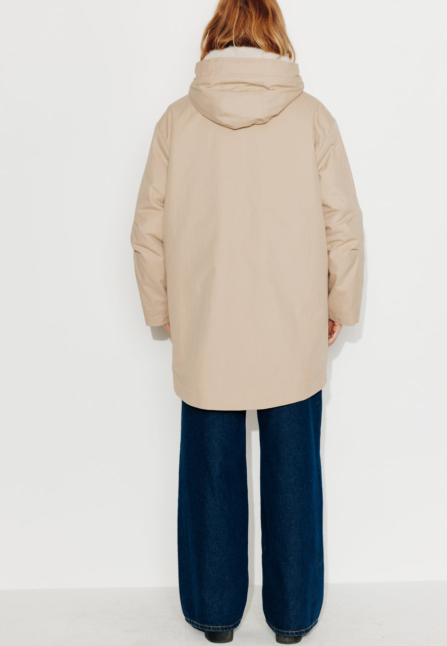FICUS - FICUS - Parka mi-longue oversize doublée fourrure beige BEIGE - Trench & Coat