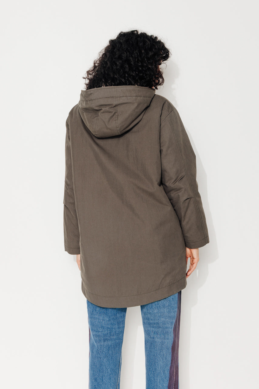 FICUS - FICUS - Parka mi-longue oversize doublée fourrure taupe ECORCE - Trench & Coat