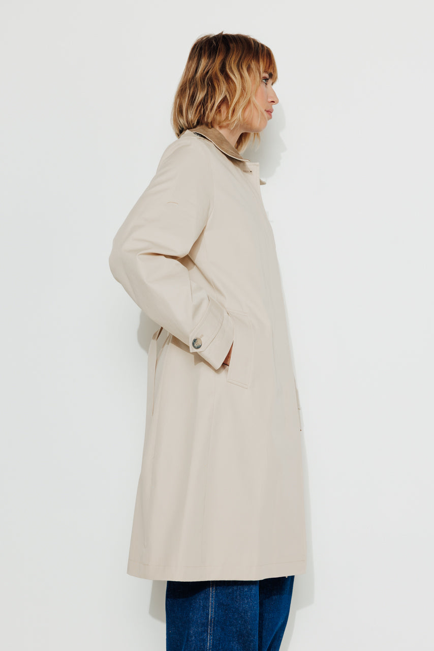 MAROCA - MAROCA - Trench long 100% coton déperlant et velours beige BEIGE - Trench & Coat