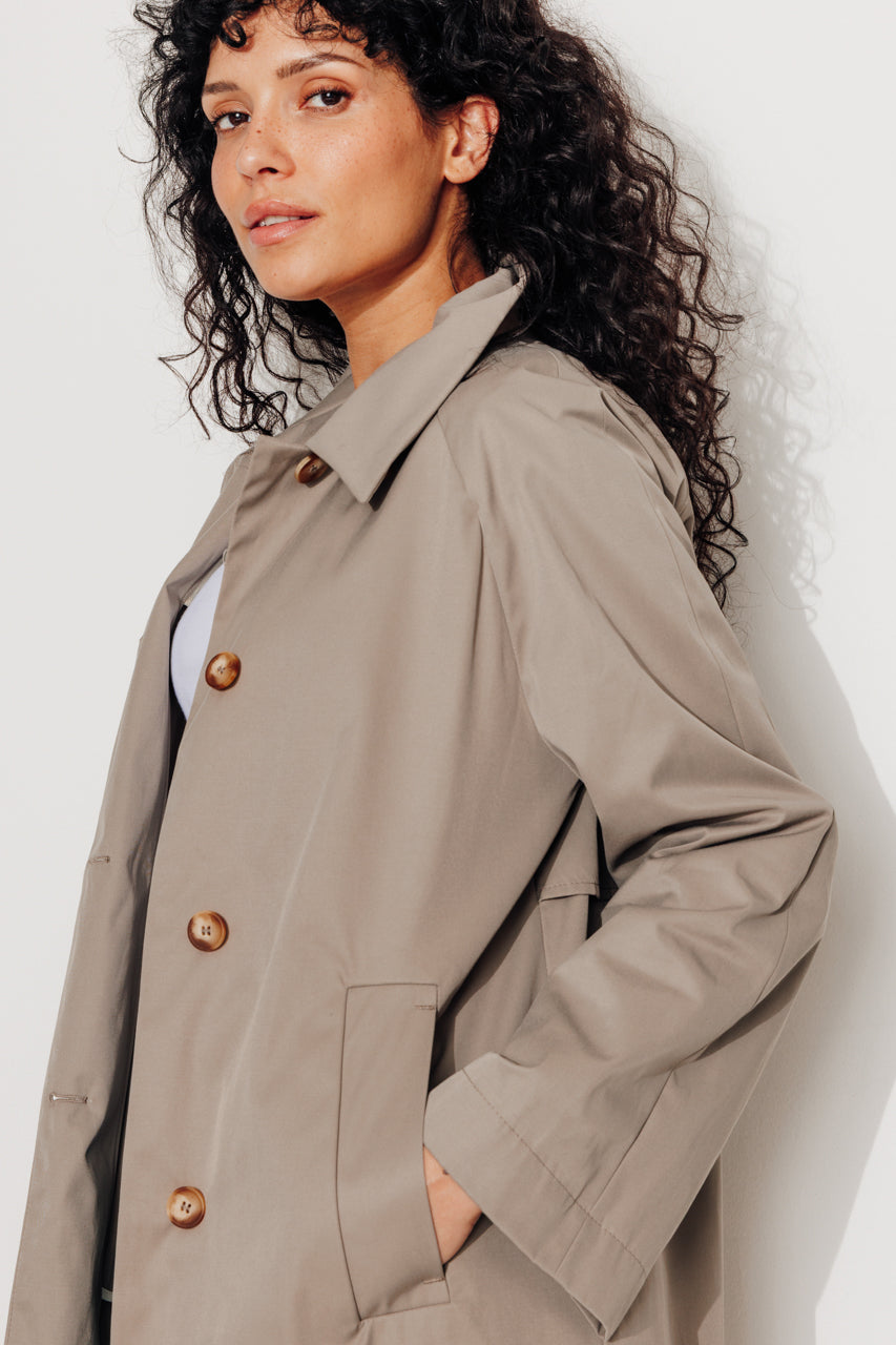 ROSALES - ROSALES - Imper volume ample toucher doux aspect coton KAKI - Trench & Coat