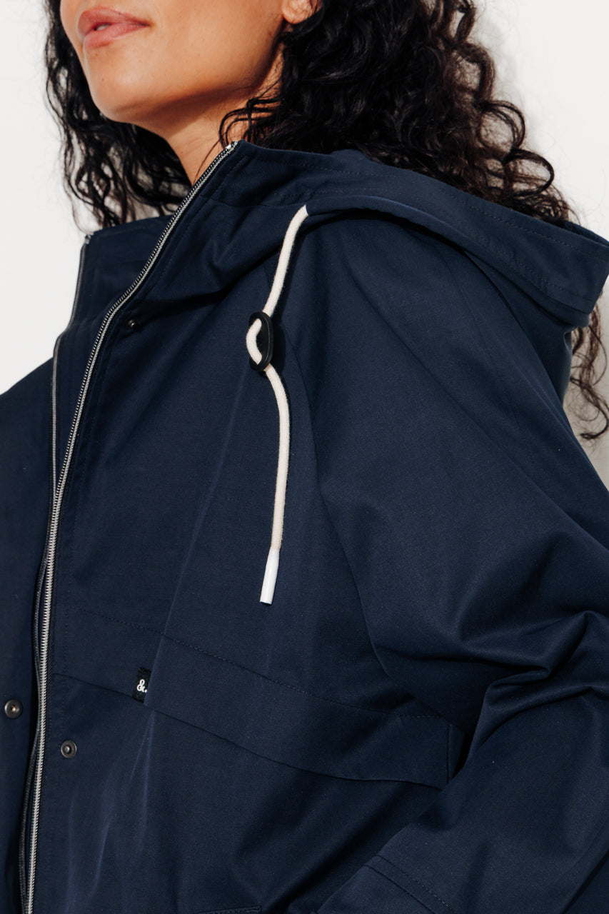 ALBIZIA - Parka oversize toucher doux aspect coton MARINE - Trench & Coat