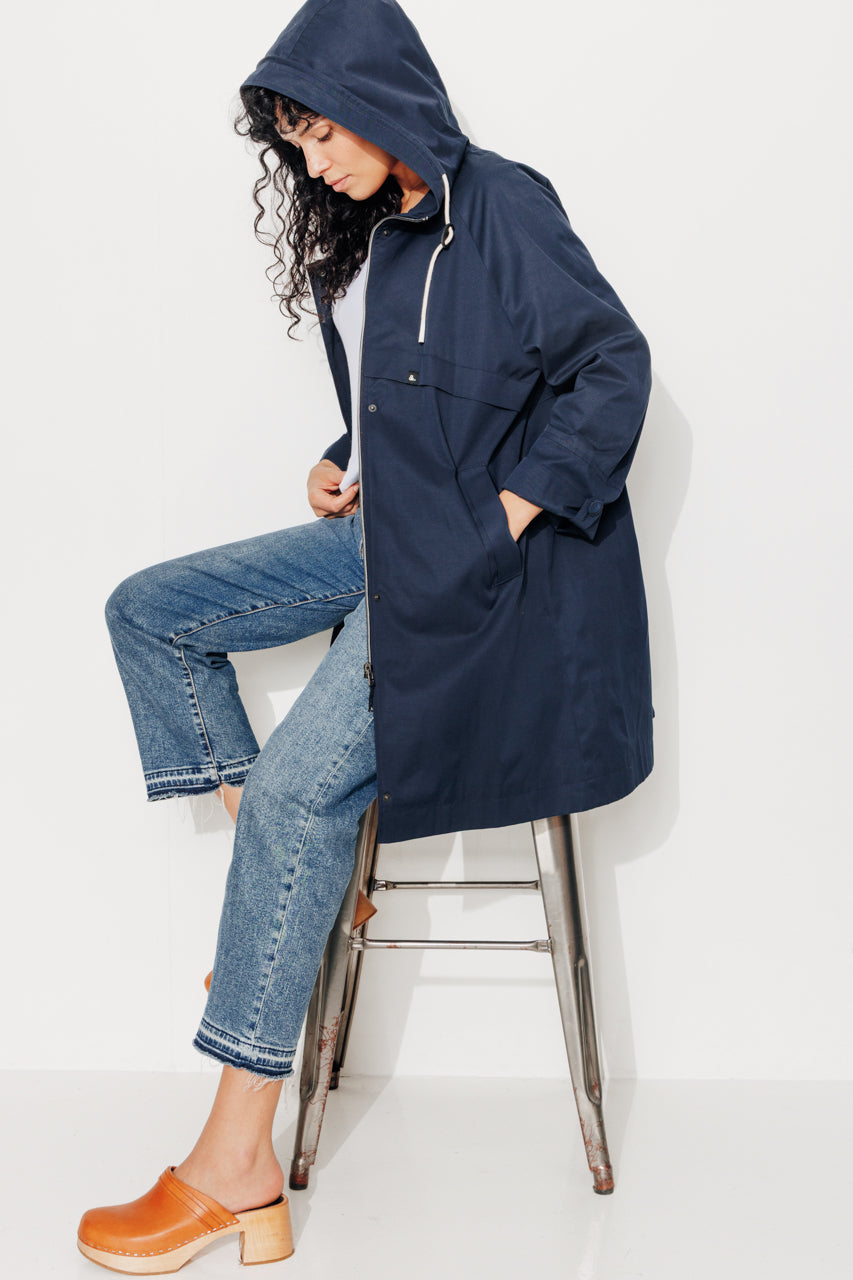 ALBIZIA - Parka oversize toucher doux aspect coton MARINE - Trench & Coat