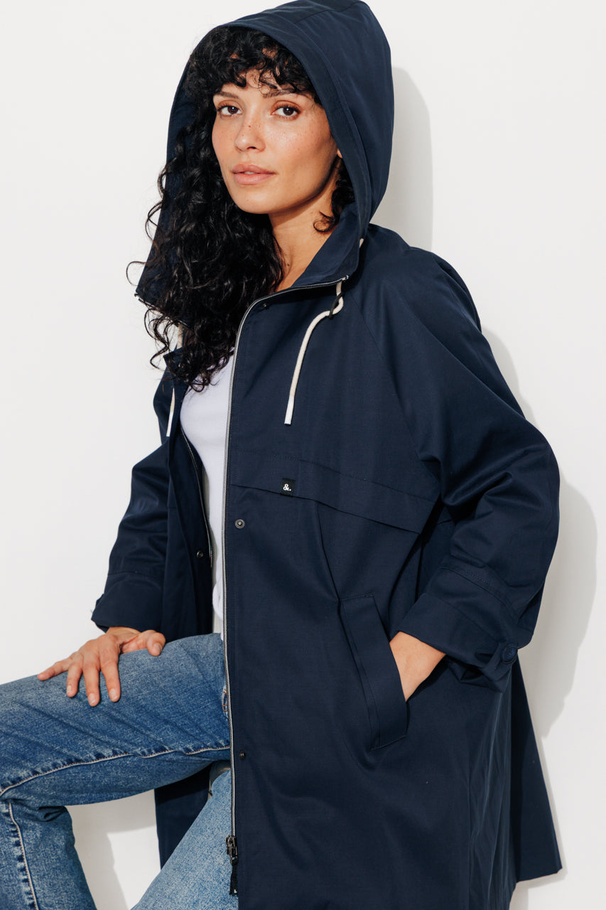 ALBIZIA - Parka oversize toucher doux aspect coton MARINE - Trench & Coat