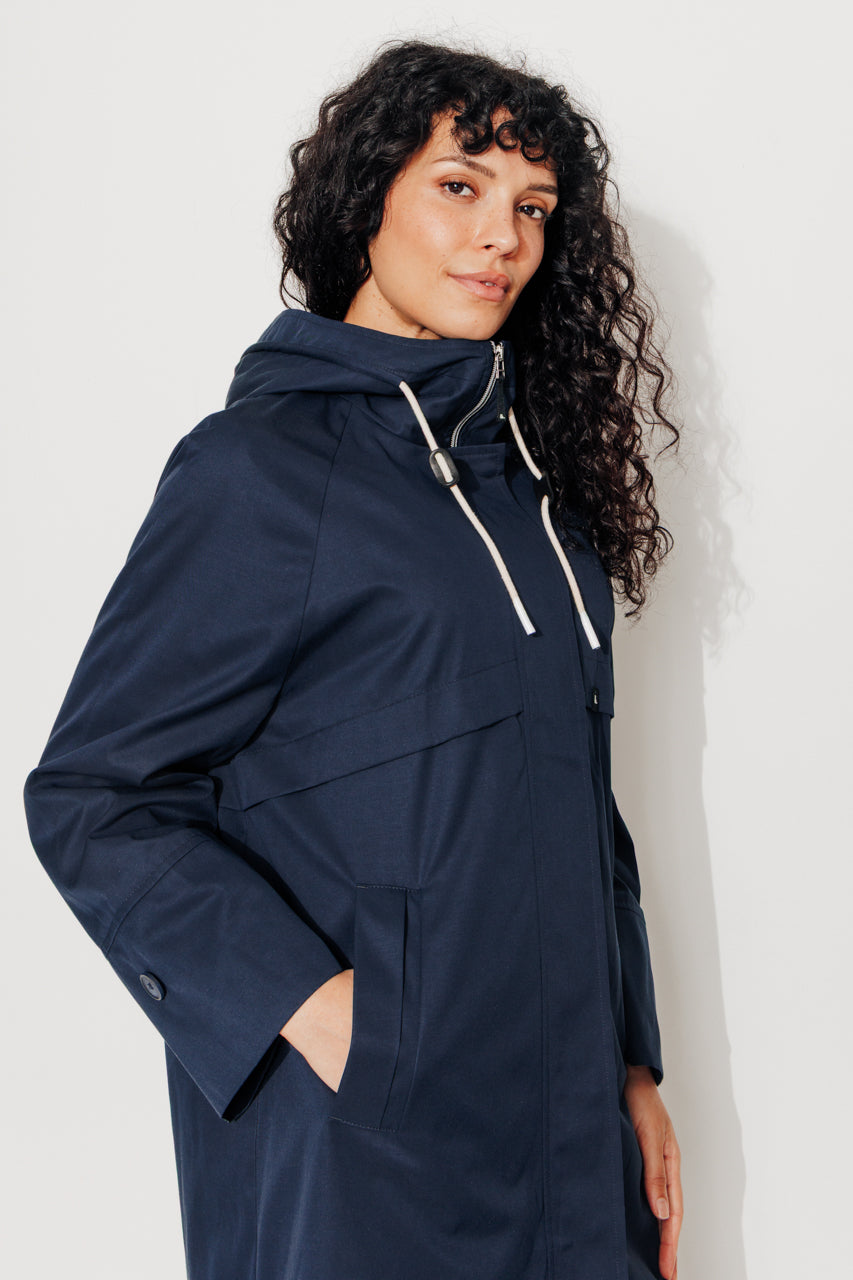 ALBIZIA - Parka oversize toucher doux aspect coton MARINE - Trench & Coat