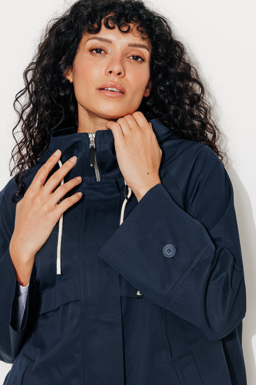 ALBIZIA - Parka oversize toucher doux aspect coton MARINE - Trench & Coat