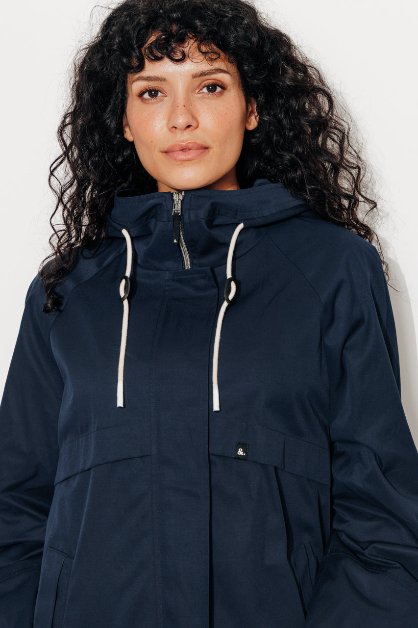 ALBIZIA - Parka oversize toucher doux aspect coton MARINE - Trench & Coat