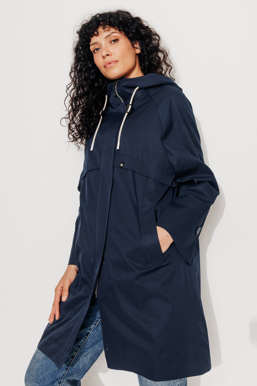 ALBIZIA - Parka oversize toucher doux aspect coton MARINE - Trench & Coat