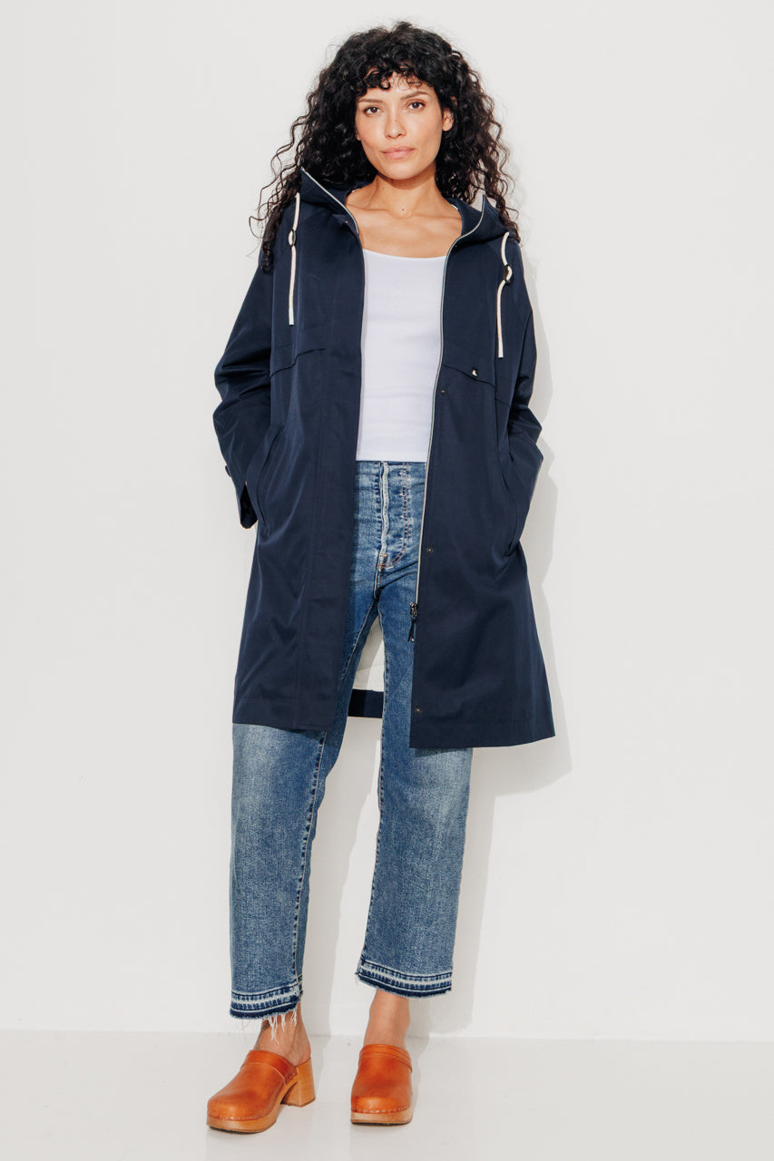 ALBIZIA - Parka oversize toucher doux aspect coton MARINE - Trench & Coat