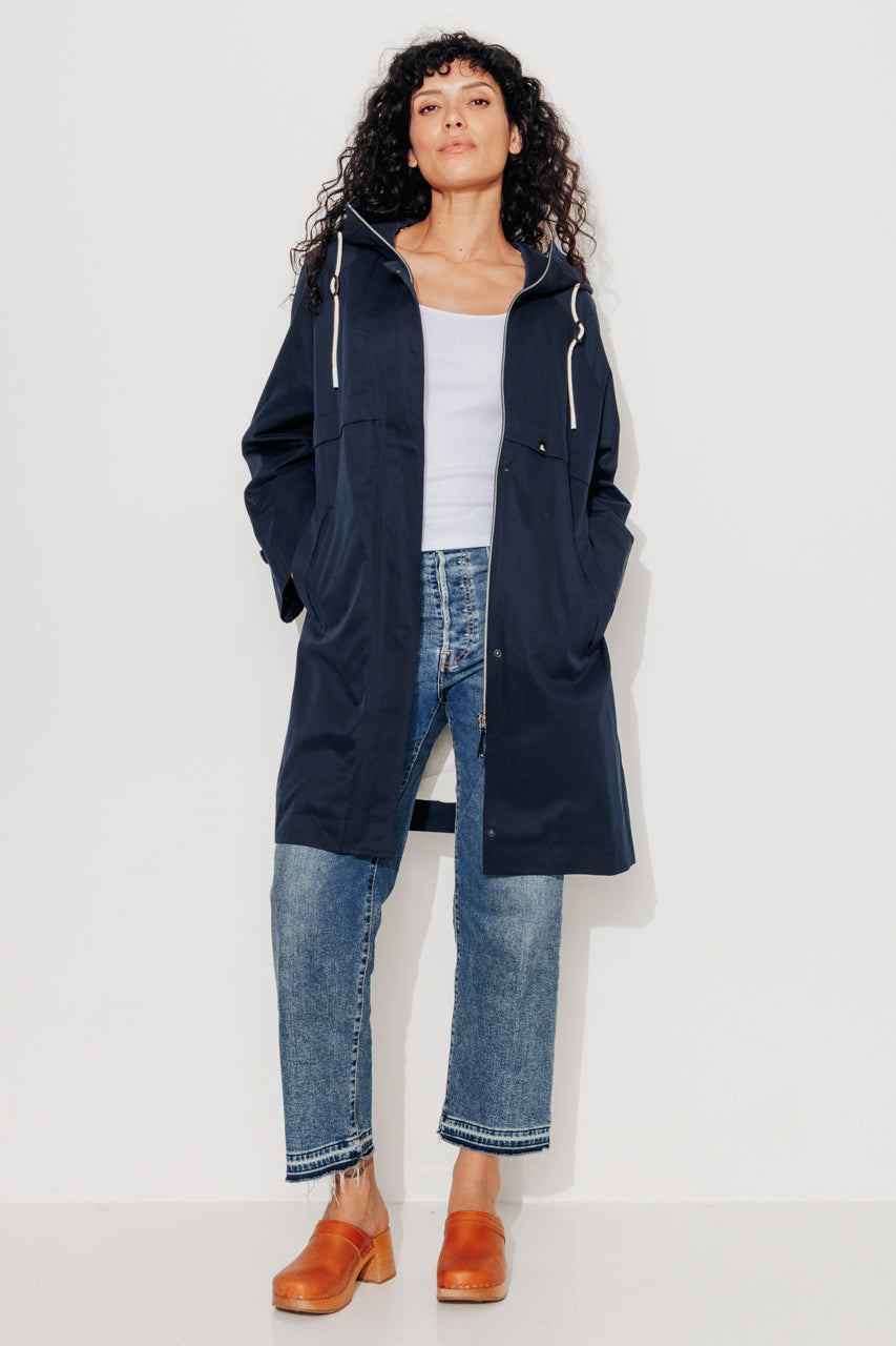 ALBIZIA - Parka oversize toucher doux aspect coton MARINE - Trench & Coat