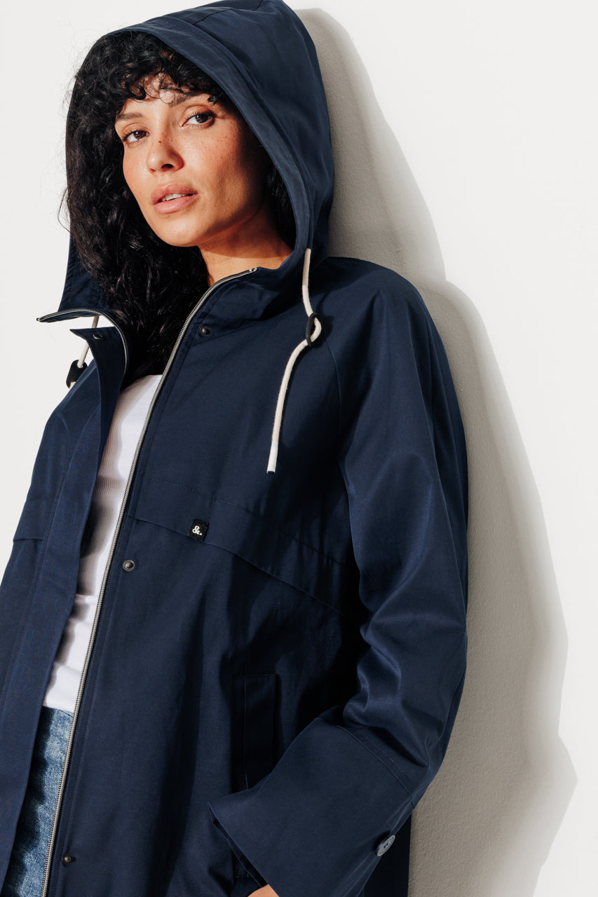 ALBIZIA - Parka oversize toucher doux aspect coton MARINE - Trench & Coat