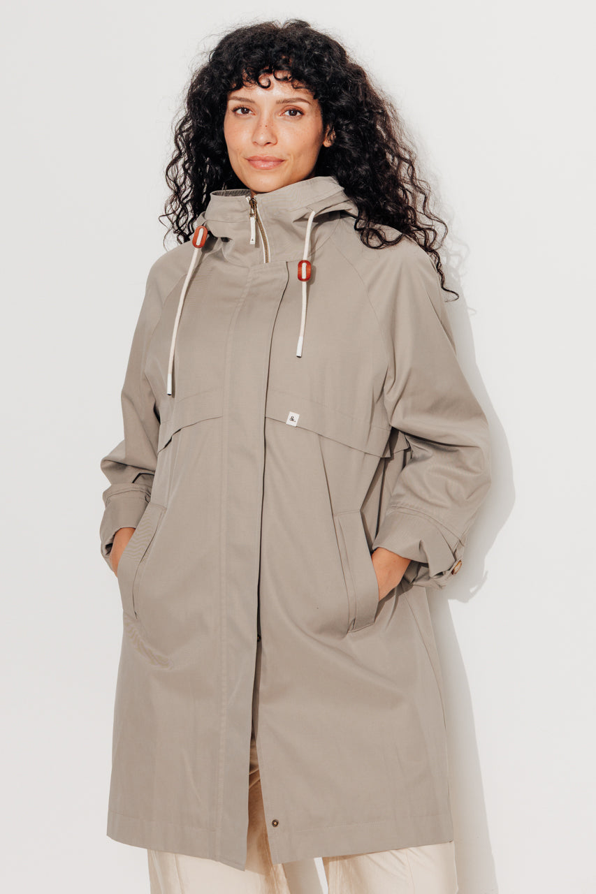 ALBIZIA - Parka oversize toucher doux aspect coton KAKI - Trench & Coat