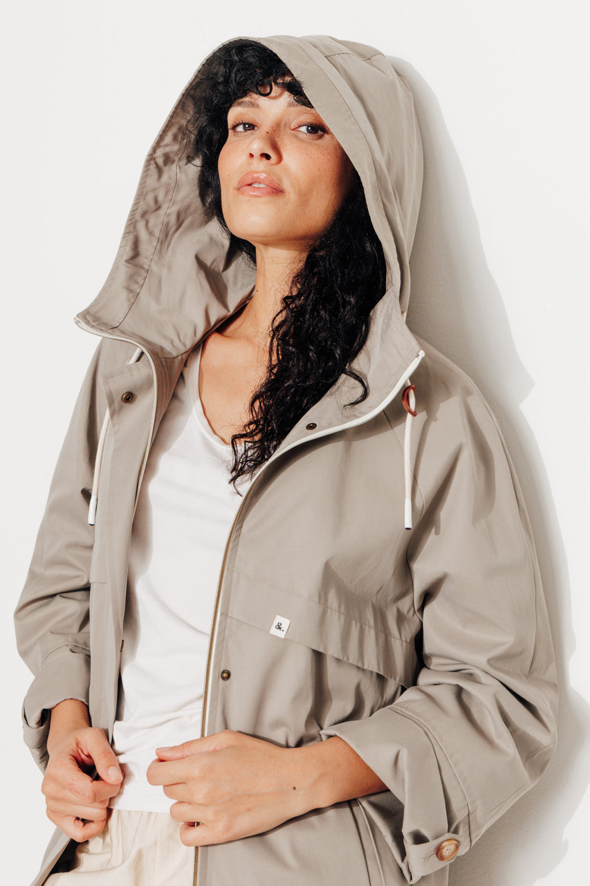 ALBIZIA - Parka oversize toucher doux aspect coton KAKI - Trench & Coat