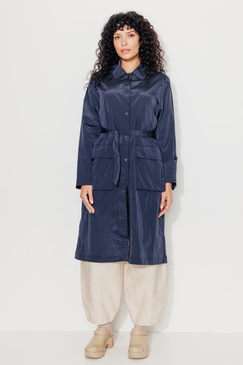 GRAMINE - GRAMINE - Imper fluide à capuche marine non doublé MARINE - Trench & Coat
