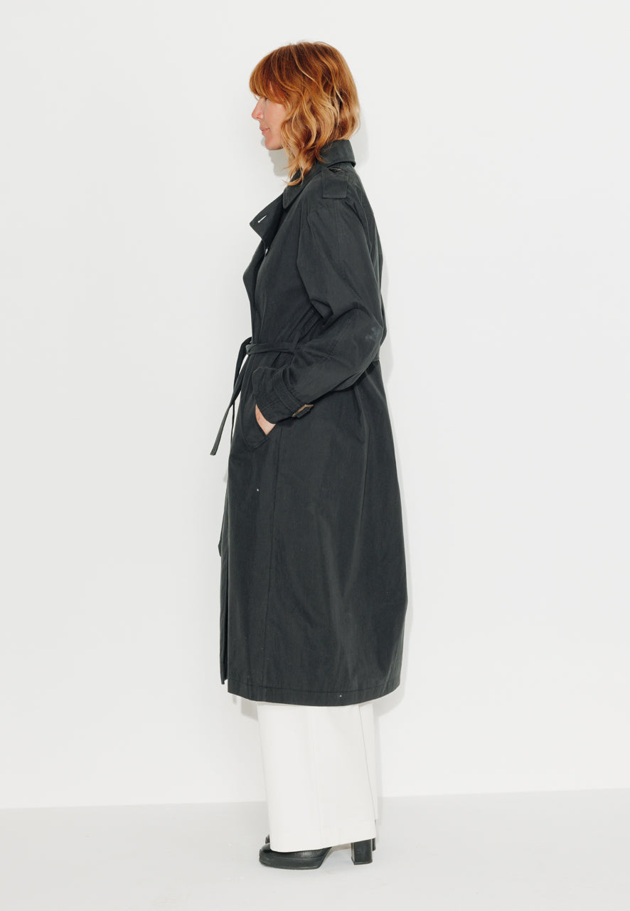 AMANDIER - AMANDIER - Trench long ceinturé en coton déperlant noir NOIR - Trench & Coat