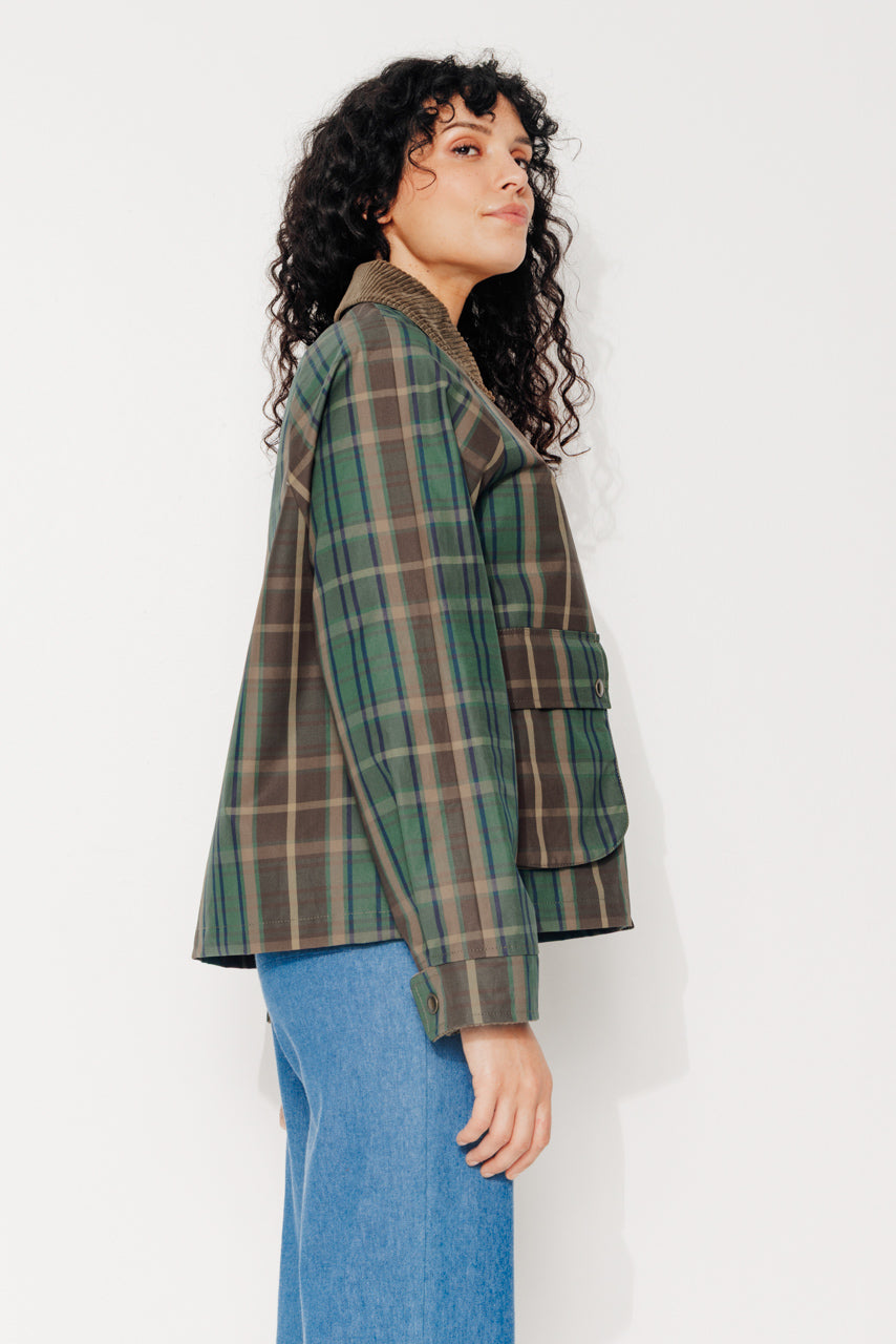 SORBUS - SORBUS - Imperméable court oversize en tartan de coton vert MARRON - Trench & Coat