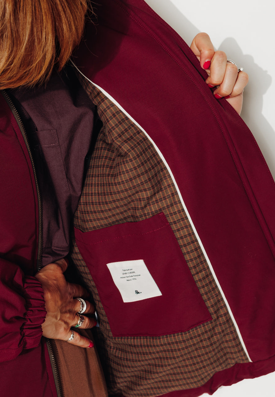 THUYA - THUYA - Imperméable court ouatiné en coton déperlant bordeaux BORDEAUX - Trench & Coat