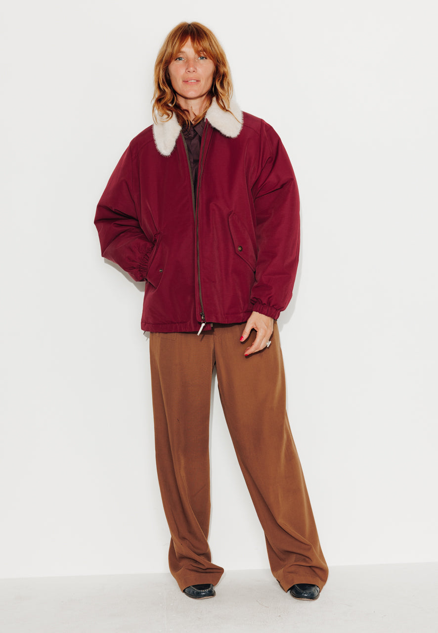 THUYA - THUYA - Imperméable court ouatiné en coton déperlant bordeaux BORDEAUX - Trench & Coat