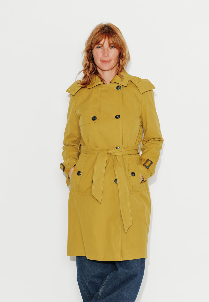 ROSIER - ROSIER - Trench à capuche amovible en coton déperlant moutarde MOUTARDE - Trench & Coat