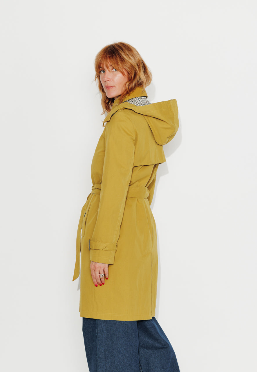 ROSIER - ROSIER - Trench à capuche amovible en coton déperlant moutarde MOUTARDE - Trench & Coat