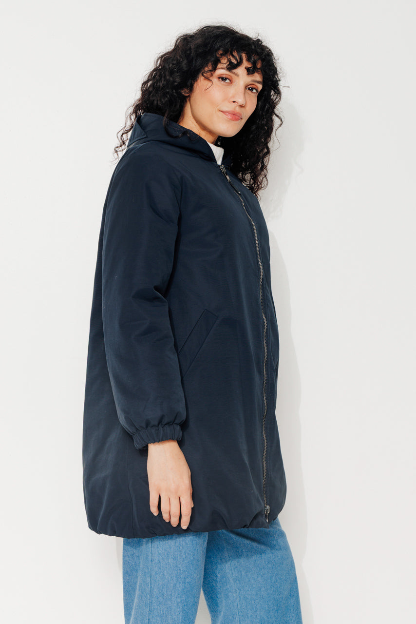 PINACEA - PINACEA - Parka mi longue ouatinée en coton déperlant marine MARINE - Trench & Coat
