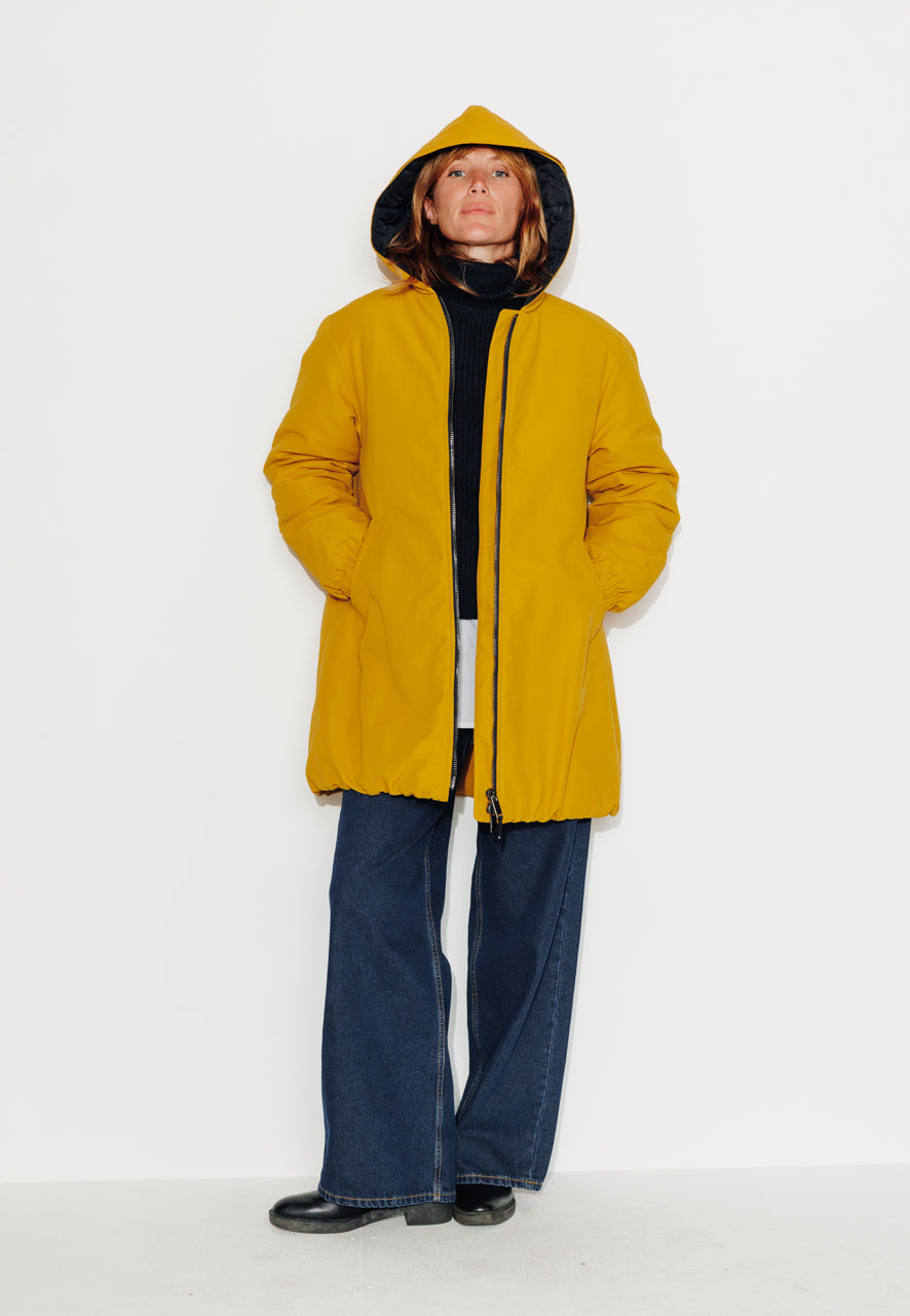 PINACEA - PINACEA - Parka mi longue ouatinée en coton déperlant moutarde MOUTARDE - Trench & Coat