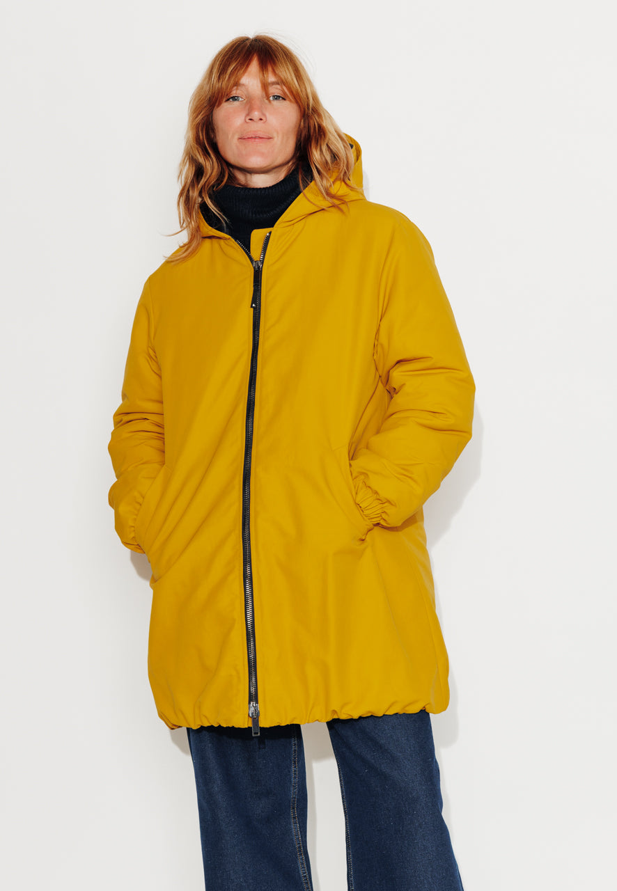 PINACEA - PINACEA - Parka mi longue ouatinée en coton déperlant moutarde MOUTARDE - Trench & Coat